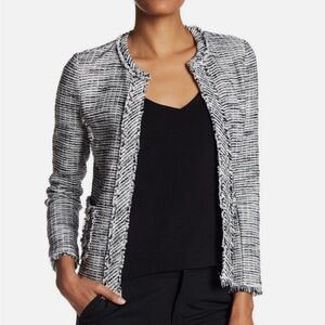 NWT Rebecca Taylor Boucle Tweed Black & White Jacket
